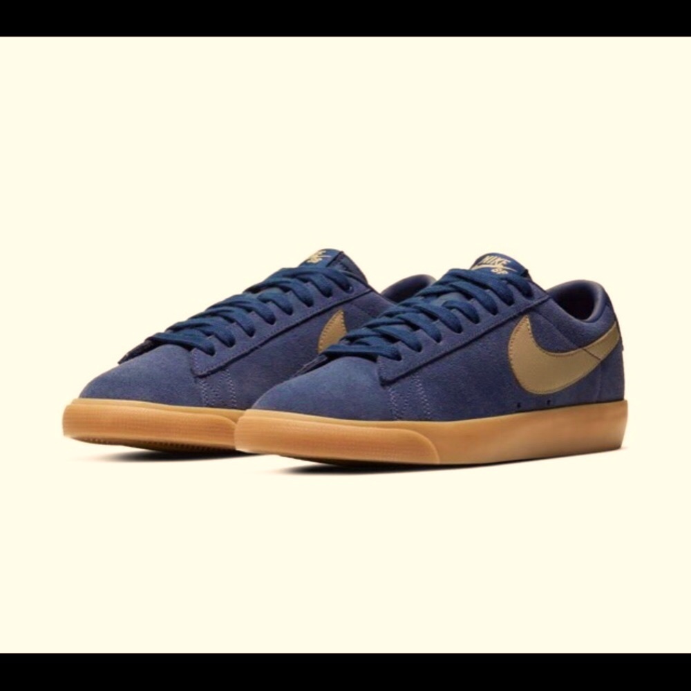 ❤️❤️Nike SB Blazer Low-GT-midnight Navy / khaki.